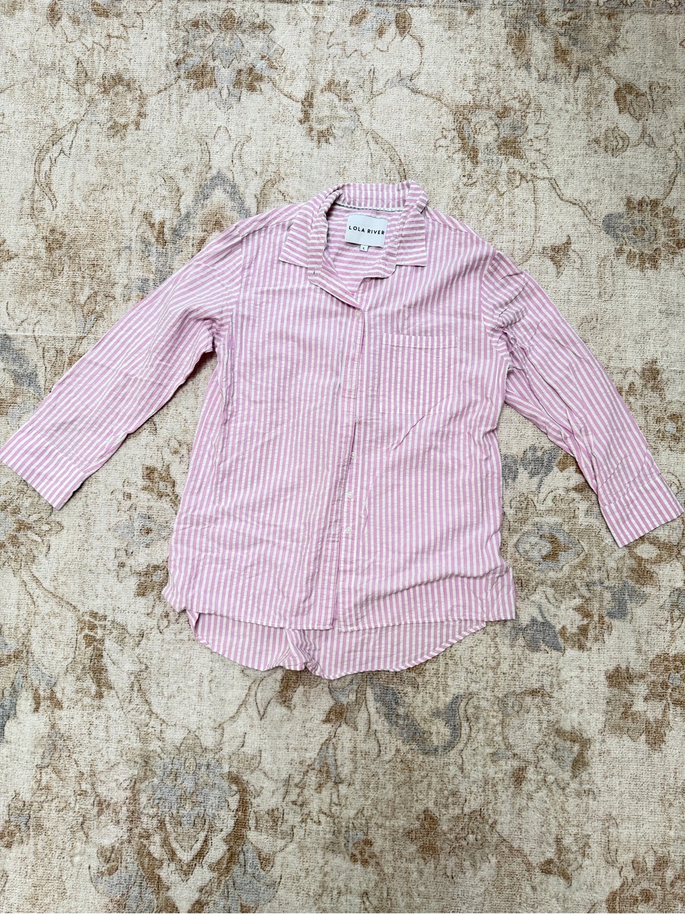 LOLA RIVER Pink Stripe Button-Down Shirt